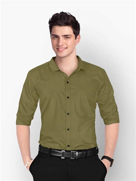 STONEBERG Men Solid Formal Green Shirt - Buy STONEBERG Men Solid Formal ...