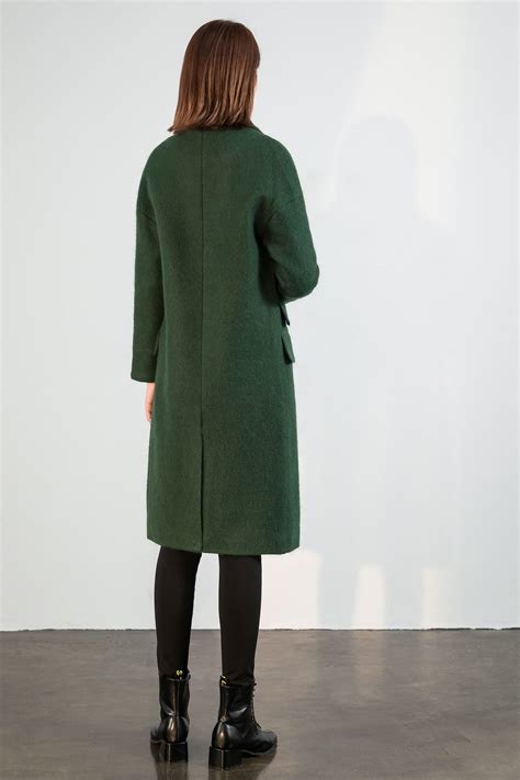 Wool Coat, Green Long Wool Coat, Warm Winter Coat Women, Relaxed Fit ...