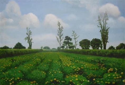 "Blossom": Green Oil Painting (22x26) by Parimal Vaghela – ArtZolo.com