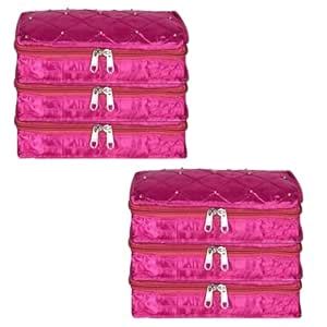 Kuber Industries (Pack of 6) Jewellery Box | Satin Cosmetic Bag | 6 ...