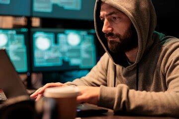 Dangerous it criminal working on security breach, creating cyber attack ...