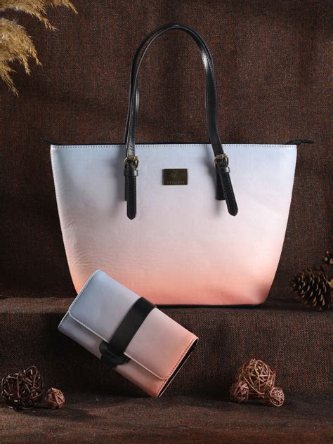 Peach & Blue Ombre Flap Wallet and Tote Bag Set – Priyaasi