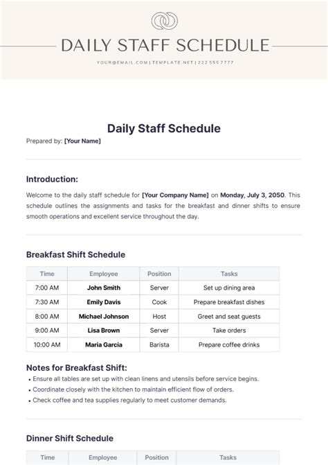 Free Daycare Daily Schedule Template to Edit Online