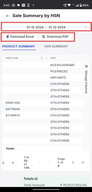 How to download the Sales Summary by HSN in Mobile? - General - Swipe