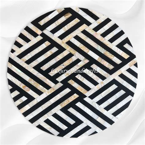 Optical MOP Inlay Round Side Table Black – Luxury Handicrafts