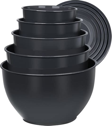 Amazon.com: 5-Piece Plastic Mixing Bowls with Lids Set for Kitchen, Nesting Bowls for Mixing ...