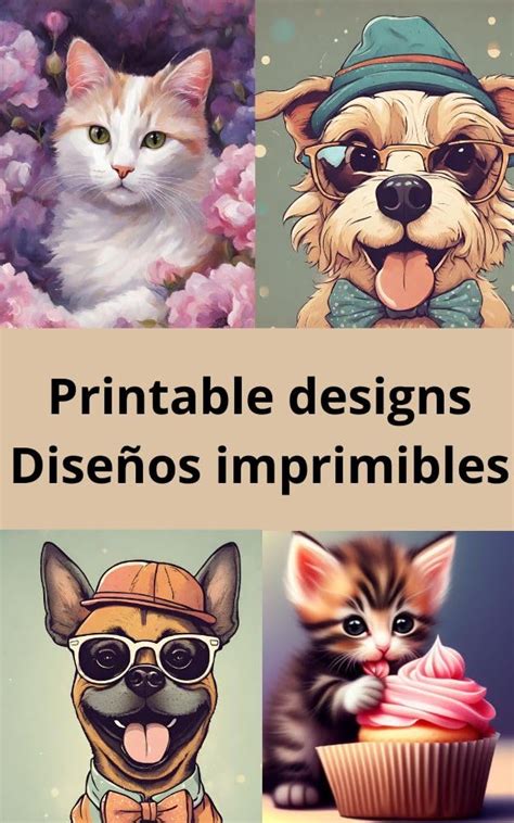 Printable designs. Cats and Dogs. Diseños imprimibles eBook : Design, M ...