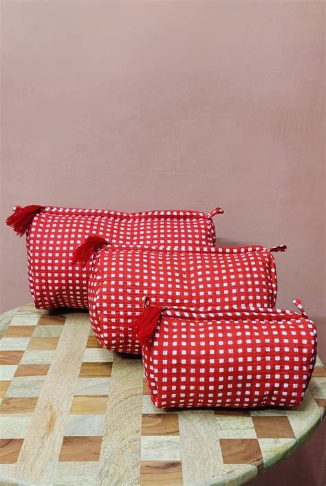 Set of 3 cosmetic bag/pouches with waterproof lining – Houseofgulab