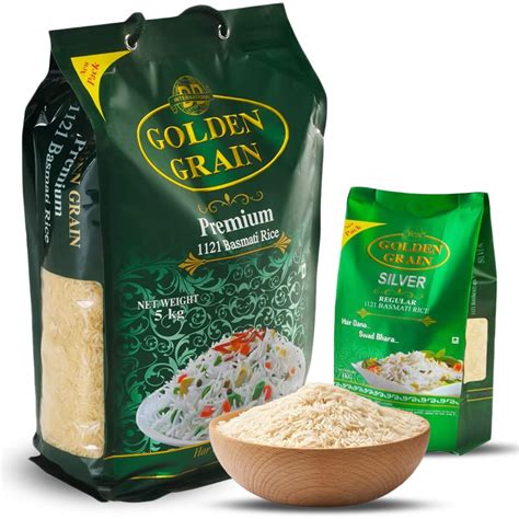 GOLDEN GRAIN Premium Basmati Rice 5Kg + Silver Regular Premium 1Kg ...