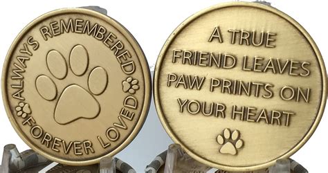 Set of 2 Always Remembered Forever Loved Bronze Dog Memorial Tokens Pet ...