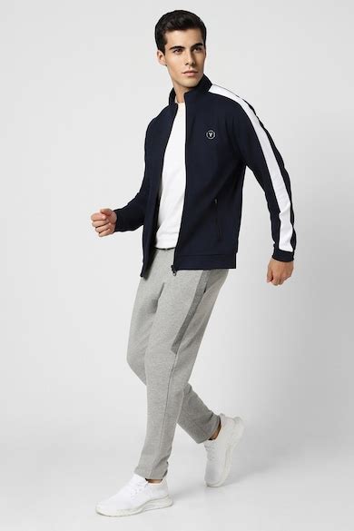 Buy Men Navy Patterned Casual Jacket Online - 954255 | Van Heusen