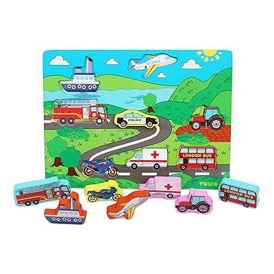Toys of Wood Oxford TOWO Wooden Transport Puzzle Board - Wooden Vehicle ...