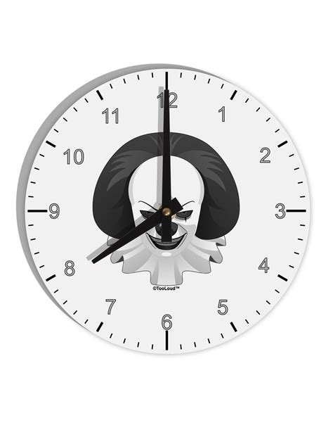 Scary Clown Grayscale 10 InchRound Wall Clock with Numbers - Davson Sales