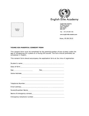 Fillable Online YOUNG EEA PARENTAL CONSENT FORM Fax Email Print - pdfFiller