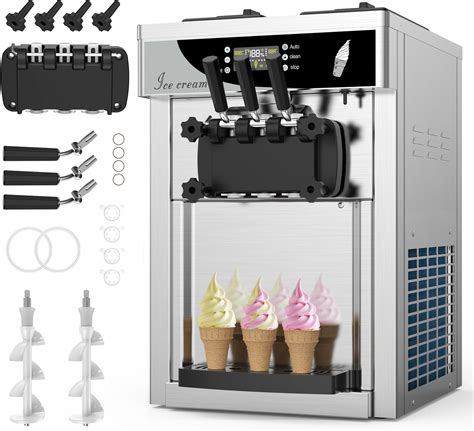 Amazon.com: VEVOR Commercial Ice Cream Machine, 21 QT/H Yield, 1800W 3 ...