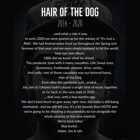 HAIR OF THE DOG Call it Quits; Announce New Project ELMSROW