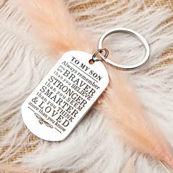 Inspirational Keychain Gifts to My Son Braver Than You Believe Key Ring ...
