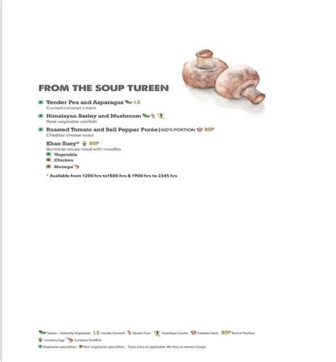Menu of Cubbon Pavilion - ITC Gardenia, Residency Road, Bangalore ...
