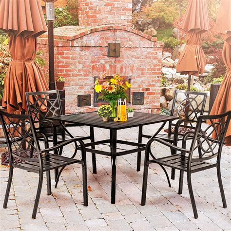 Buy SUNCROWN 5-Piece Outdoor Wrought Iron Chairs and Table Patio Dining ...