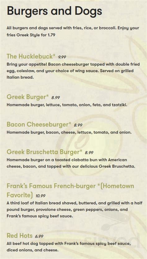 Theo Yianni's Restaurant menus in Weirton, West Virginia, United States