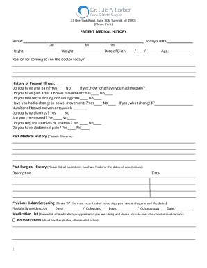 Fillable Online Dr. Julie A Lorber, MD - Summit, NJ - Colon and Rectal ...