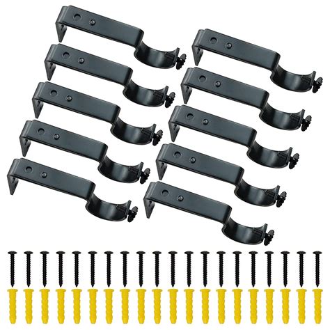 Buy OHAHA Adjustable Curtain Rod Brackets - Black (Set of 10) Heavy ...