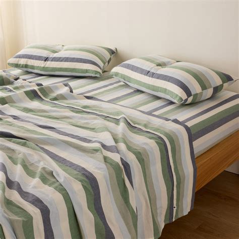 Leo Washed Cotton - Miles Stripe Bed Sheets | Sheet Society