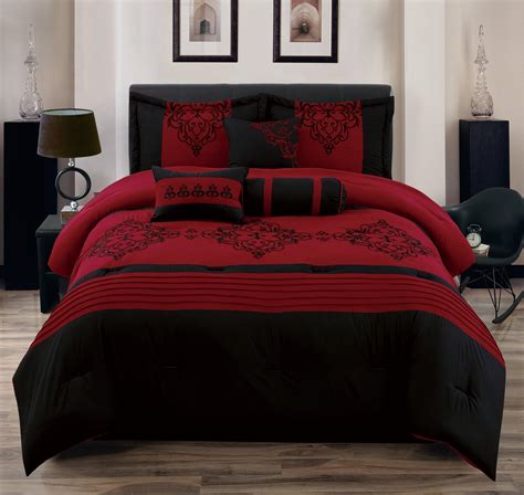 Amazon.com: Empire Home 8-Piece Oversized Red & Black Comforter Set ...
