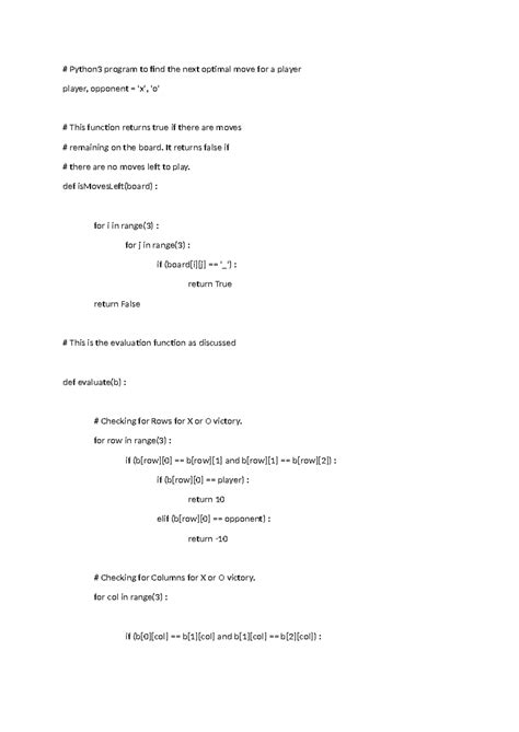 TIC TOE - Praticals - Python3 program to find the next optimal move for ...