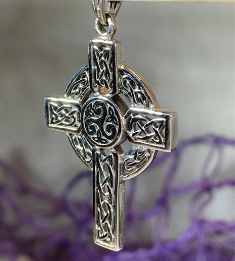 Celtic Cross Necklace, Irish Jewelry, Triple Spiral Jewelry, Celtic ...