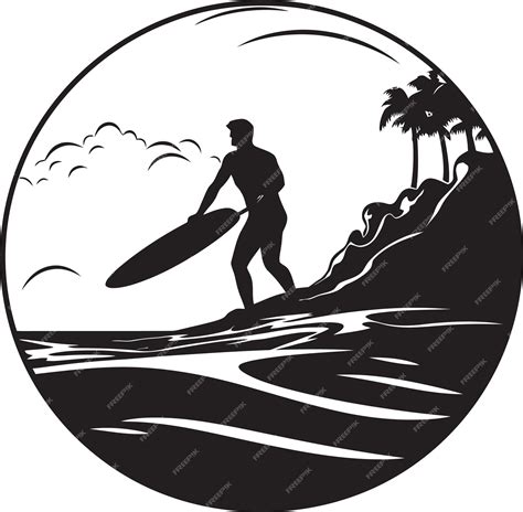Ocean Glide Guy Surfing Vector Logo Design Wave Rider Emblem Surfer Guy ...