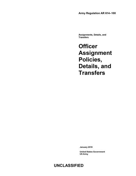 Army Regulation AR 614-100 Officer Assignment Policies, Details, and ...