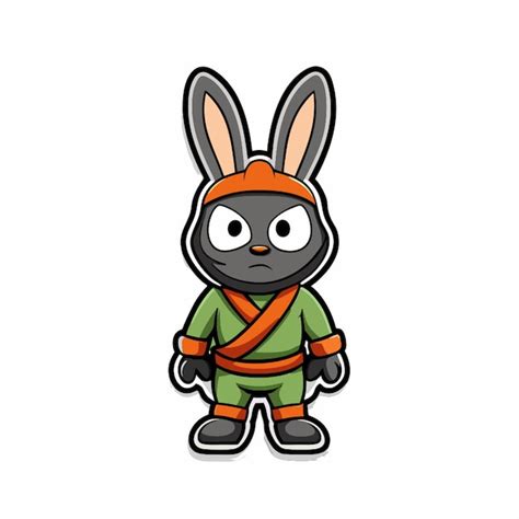 Ninja rabbit sticker style vector illustration cartoon | Premium AI ...