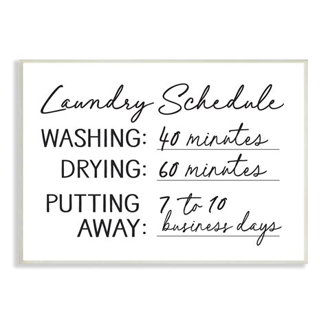 Stupell Industries Laundry Schedule Witty Text Casual Home Sign Wall ...