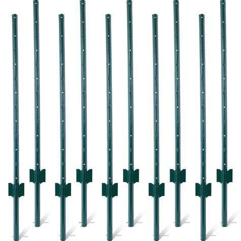 Fence Posts 4Feet - 10Pack, Heavy Duty Metal Fence Post with U-Channel ...