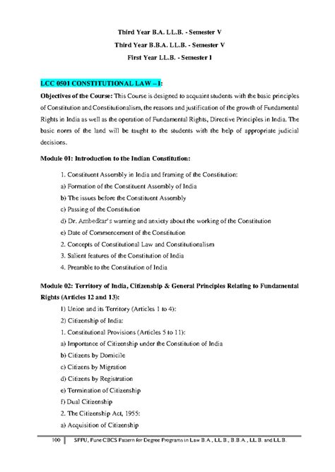 Syllabus - Third Year B. LL. - Semester V Third Year B.B. LL ...
