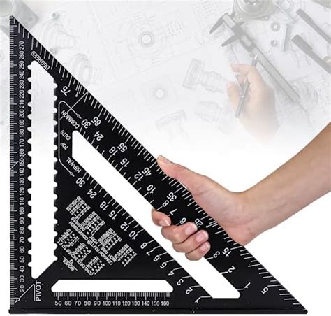 HASTHIP® 12 Inch Aluminum Alloy Triangle Ruler, Double Scale Miter ...