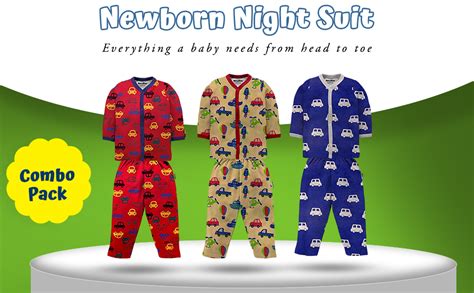 Buy NammaBaby Unisex Cotton Newborn NightSuite Jhabla Vest with Payjama ...