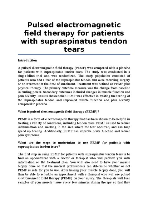 Pulsed electromagnetic field therapy for patients with supraspinatus ...