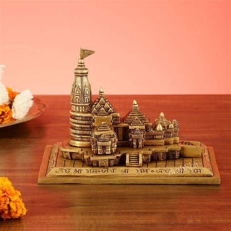 Buy Brass Superfine Ayodhya Shri Ram Mandir Statue - 5 Inch - Budhshiv.com