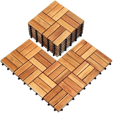 Amazon.com: TimberWave Pack of 10 Deck Tiles, Solid Acacia Wood Floor ...