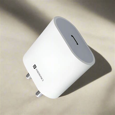 Portronics Adapto 20 20W Fast Charger for All Phones (Type C port, Whi ...