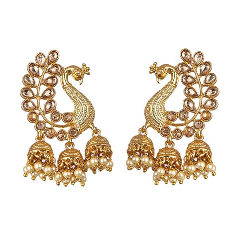 Zeneme Earring Gold Plated Zinc Alloy Traditional South Indian Temple ...