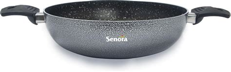 Buy Senora Non-Stick Deluxe Granite Kadhai, 24 Centimetre, Black ...