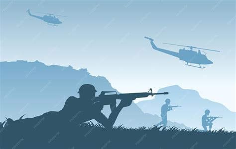 Premium Vector | Silhouette design of soldier lying and ready to shoot gun at the enemy ...