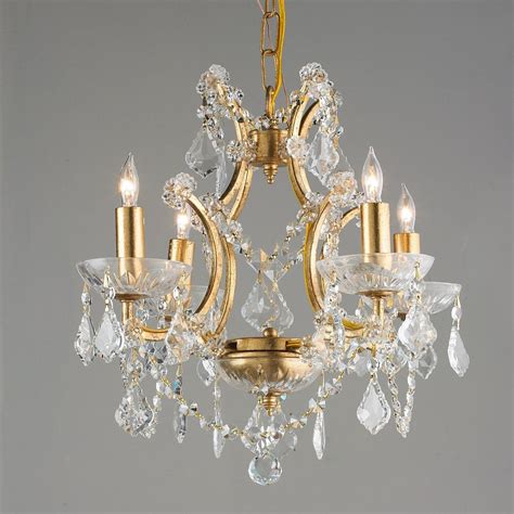 Gold Leaf and Crystal Chandelier - Small | Shades of Light