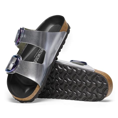 Arizona Big Buckle Natural Leather Metallic Silver | BIRKENSTOCK