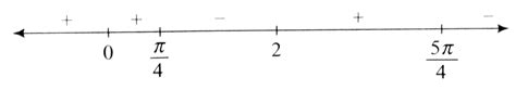 Solve `(2^(x)-1)(3^(x)-9)(sinx-cosx)(5^(x)-1)lt0, -pi//2 lt x lt 2pi`.