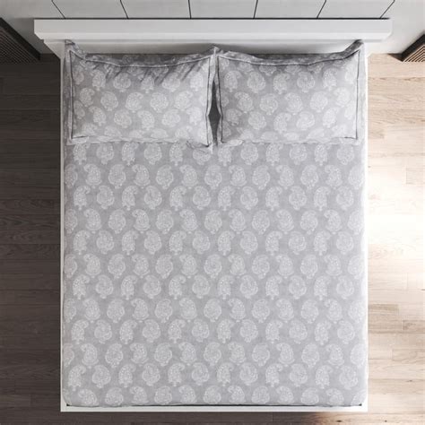 Buy Rhapsody Cotton 144TC Paisley Print 3Pcs Super King Bedsheet Set ...
