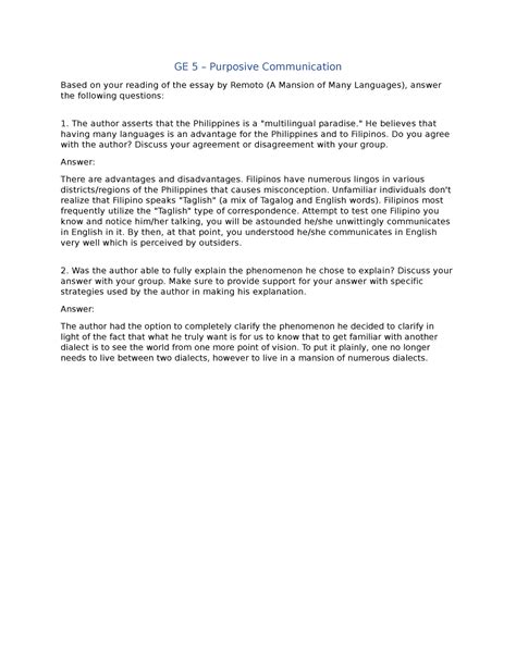 1 Course Hero - Free paste - GE 5 - Purposive Communication Based on ...